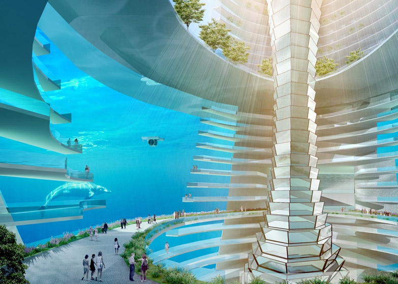 В Китае разработан проект постройки под водой города Floating City с небоскребами