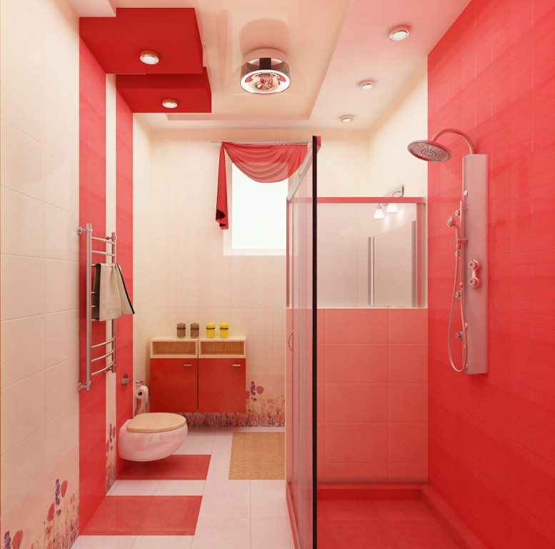 Таулетная комната в ярком красном дизайне